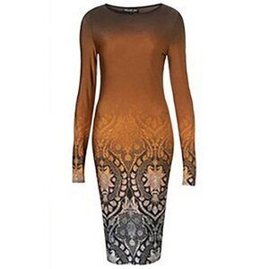Topshop Gradient Baroque Bodycon Dress with Long Sleeves - Effy Stonem